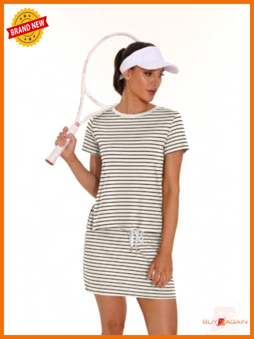 2 Piece Skirt Set Side Slit Top Tennis Skort Pockets Loungewear - Picture 4 of 6